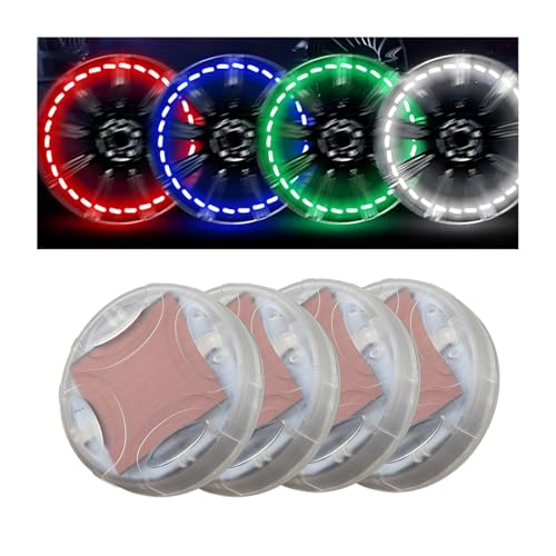 4PCS Car Tire Wheel Lights, Solar Energy Motion Sensors Colorful Vehicle LED Tyre Valve Cap Lamp, Waterproof Auto Tire Light Gas Nozzle, Universal for Motorcycle Bicycle Truck