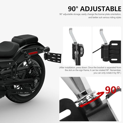 Rear Side License Plate Bracket Holder with LED Light for Harley Sportster XL883, XL1200, Dyna Low Rider FXDLS, Street Bob FXDB 2004-2020 Chrome - color: Style A-Chrome