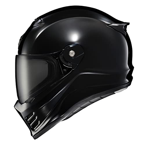 ScorpionEXO Covert FX Full Face Adult Motorcycle Helmet Street Fighter Style - Bluetooth Ready Speaker Pockets DOT ECE Solid (Gloss Black - X-Small) - color: Gloss Black, size: X-Small