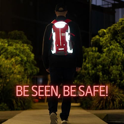Reflective Motorcycle Backpack – Hi Viz EDC Commuter Bag for Riders, Night Travel, and Daily Use with Helmet Holder, Laptop Compartment, Ventilated Back, Urban Gear (red backpack) - color: Red