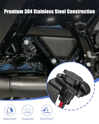 Motorcycle Battery Charger Bracket Fit for Harley Road Glide FLTRX & Street Glide FLHX 2024-2025, 304 Stainless Steel Mount with Cable Holder, External Charger Connector