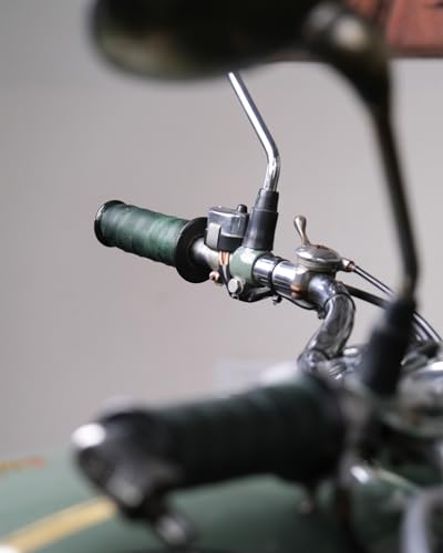 Trip Machine Company Motorcycle Handlebar Leather Grip Wrap Covers – Universal Throttle Grip Covers with Double Sided Tape – Anti-Slip Bike Handle Accessories - color: Forest Green