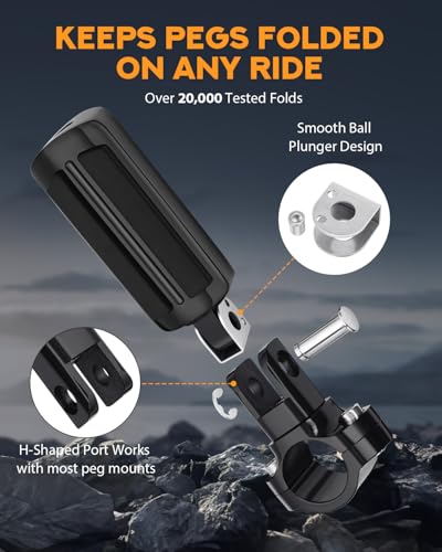 PBYMT Highway Footpegs, 1"&1.25" Highway Pegs Stainless Steel Aluminum Adjustable Fit for Harley Davidson Street Glide Road King Road Glide Softail Dyna 1-1/4" Engine Guard Style C Black Black - color: BLACK