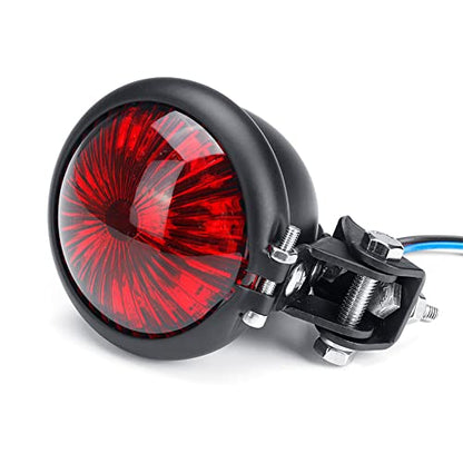 Motorcycle Tail Light LED Bates Style Bullet Brake Stop Rear Lamp Compatible with Cafe Racer Bobber Chopper Bonneville - Red - color: Red