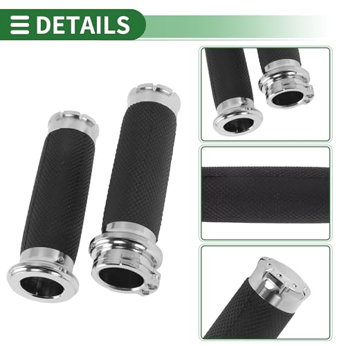 0.98"x0.98" Universal Motorcycle Hand Grips Cover Non Slip Aluminum Rubber Handlebar Grips for Motorcycle Scooter Bicycle Black Silver Tone 1 Pair - color: Black +Silver Tone