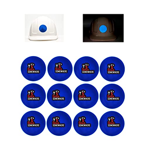 Customizable Reflective Helmet Strips - Reflective Tape Stickers for Hardhats Safety - Waterproof High Visibility Stickers 12pc - color: Blue Round