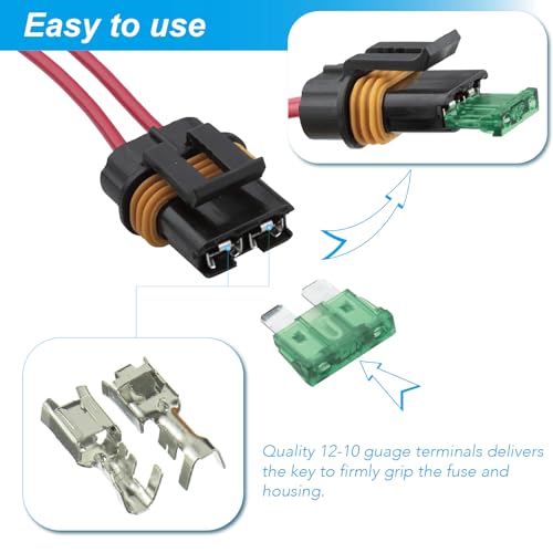VANSIHO 12AWG Heavy Duty Waterproof Inline ATO/ATC Blade Fuse Holder with Cover for Automotive/Marine/Vehicle with 6pcs 30A Blade Fuse and 12 Waterproof Heat Shrink Butt connectors