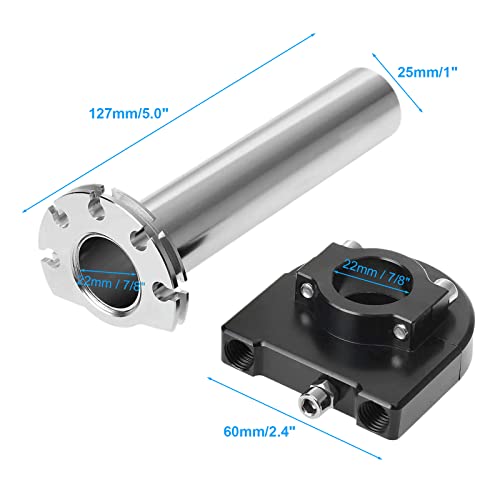 22mm 7/8" CNC Black Quick Throttle Twist Grip - Motorcycle Aluminum Handlebar Accelerator Replacement for Kawasaki Honda Suzuki Ducati