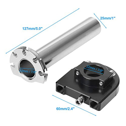 22mm 7/8" CNC Black Quick Throttle Twist Grip - Motorcycle Aluminum Handlebar Accelerator Replacement for Kawasaki Honda Suzuki Ducati