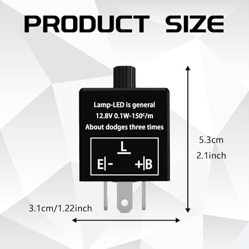 Flasher Relay for LED Turn Signal CF14 LED Flasher Relay 3-Pin 12V LED Electronic Turn Signal Flash Plugin Flasher for Lights Fix Hazard Warn Hyper Blink Flash CF-14 EP35(Adjustable) - size: CF14 Adjustable