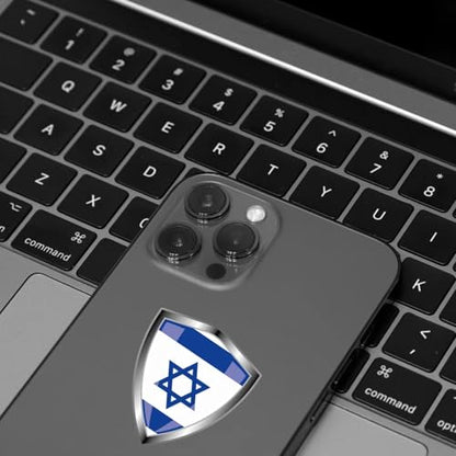 Israel Flag Decal Sticker - Israeli Flags Shield Shape Reflective Vinyl Car Stickers - for Car Window Bumper Laptop Waterproof Sticker (5Pcs) - color: Israel