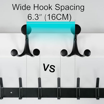 WEBI Coat Rack Wall Mount,17" Solid Wood Coat Hooks Wall Mounted Coat Hanger,16" Hole to Hole,Heavy Duty Hook Rack Rail,3 Triple Hooks for Hanging Coats,Jacket,Clothes,Hat,Backpack,White - color: White, size: 17 Inch