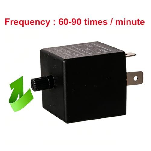 Gebildet 2 pieces 12V 3 Pin Electronic LED Flasher Relay 0.1W-150W c/m Motorcycle Turn Signal Adjustable Flasher CF-14KT, comes with 6pcs Terminals - color: Black-12v