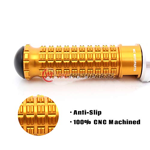MC MOTOPARTS MPRO Gold CNC Rider Foot Pegs Compatible with YZF R1 00-21 YZF R6 03-19 YZF R1M 15-21 R1S 16-19 - color: Gold, size: No Extension