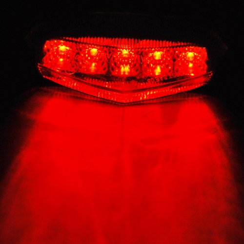 Astra Depot 1x Universal Clear Lens 10 Red LED Brake Stop Running Rear Tail Light For Motorcycle Standard Sport ATV Quad Dirt Bike