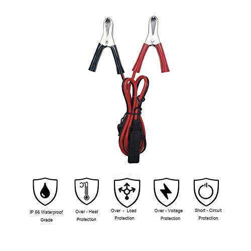 Aligater Clips Trickle Charger Extension Cable - 2FT SAE Battery Charger Clamps 12V-24V Quick Disconnect Extension Cord 15A Fuse for Pump Motorcycle Car Battery Solar Panels 2pack