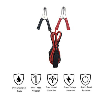 Aligater Clips Trickle Charger Extension Cable - 2FT SAE Battery Charger Clamps 12V-24V Quick Disconnect Extension Cord 15A Fuse for Pump Motorcycle Car Battery Solar Panels 2pack