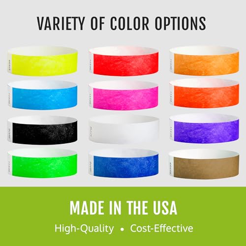 1,000 WristCo Kelly Green Tyvek Wristbands for Events - Comfortable Tear Resistant Paper Bracelets ID Wrist Bands for Concerts Festivals Admission Party Identification - color: Kelly Green