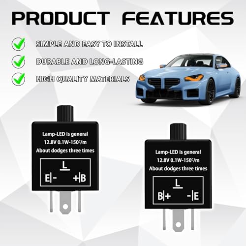 Flasher Relay for LED Turn Signal CF13 LED Flasher Relay 3-Pin 12V LED Electronic Turn Signal Flash Plugin Flasher for Lights Fix Hazard Warn Hyper Blink Flash CF-13 EP34 JL-02(Adjustable) - size: CF13 Adjustable