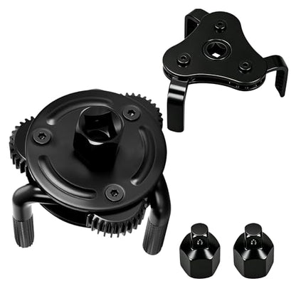 Universal 3-Jaw Oil Filter Wrench Set, Adjustable (55-130mm),Oil Filter Removal Tool, Diameters for 1/2 & 3/8 in Drive,for Engine Filters, Conduit, & Fittings
