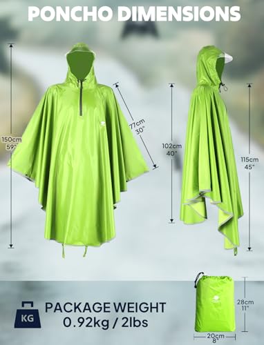 ANYOO Waterproof Rain Poncho Bike Bicycle Rain Capes Lightweight Compact Reusable for Adults - color: Greenyellow