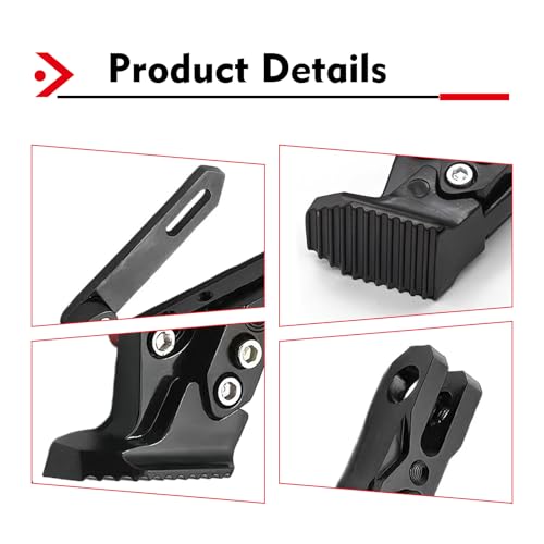 1 PC Motorcycle Kickstand, Height Adjustable CNC Alloy Side Stand with Non-slip Foot, Replacement Tripod Holder, Universal for Scooter Dirt Pit Bike (Black) - color: Black