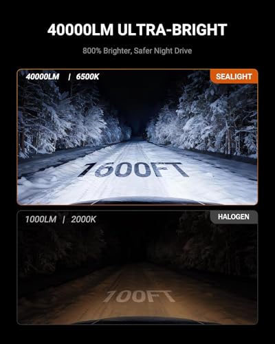 SEALIGHT 9007 Bulbs with 6500K White Light,40000LM Super Bright, 1:1Mini Design Fog Light Bulbs,3 Mins Plug-N-Play, Pack of 2 9007 Bulbs - size: 9007/HB5