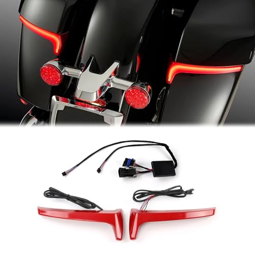Motorcycle Led Saddlebag Brake Flowing Turn Signal Accent Light Indicator Fit for Indian Chieftain Roadmaster Springfield Dark Horse (Red) - color: Red