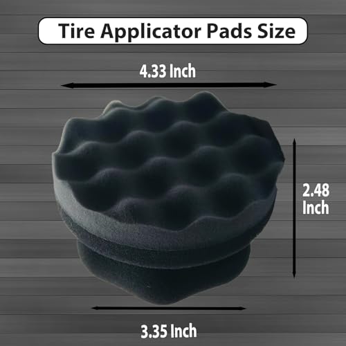 2 Pcs Large Tire Shine Applicator, Reusable Tire Dressing Applicator Wave Contoured, Tire Sponge Pads for Car Detailing Cleaning, 4.33 inch - size: 4.33inch-2 Black