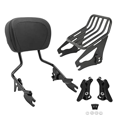 TCT-MOTORPARTS Black Sissy Bar Upright Passenger Backrest w/Pad Docking Hardware Kits Luggage Rack Fit for Harley Touring Models 2014-2025 - color: Black #3(2014-2025)