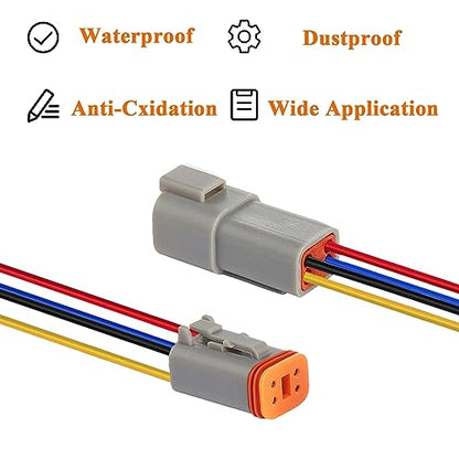 14 AWG 4 Pin DT Connector Waterproof Automotive Electrical Connector, Male and Female Way Auto Electrical Wire Connectors Harness for Car Truck Boat Motorcycle Trike Caravan - 3 Pack - style: 4 Pin-3 Sets