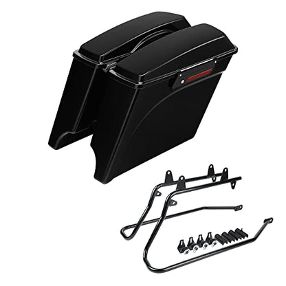 Hard Saddle Bags, Stretched Painted Saddlebag Conversion Brackets Fit for Harley FLT FLHT FLHTCU FLHRC Road King Road Glide Street Glide Electra Glide Ultra-Classic Softail Dyna Sportster 1984-2013 - color: Saddlebag #24+ Chrome Conversion Bracket