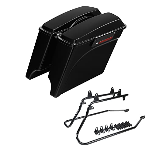 Hard Saddle Bags, Stretched Painted Saddlebag Conversion Brackets Fit for Harley FLT FLHT FLHTCU FLHRC Road King Road Glide Street Glide Electra Glide Ultra-Classic Softail Dyna Sportster 1984-2013 - color: Saddlebag #24+ Chrome Conversion Bracket