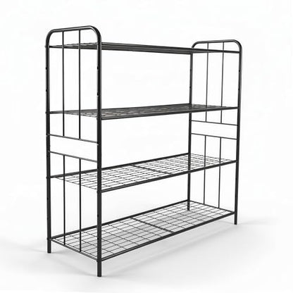 HOSY 4-Tier Metal Shoe Rack, Adjustable Shoe and Boot Storage Rack, Free Standing Utility Shelf (Black) - color: Black