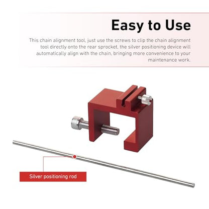 Chain Alignment Tool, Quick & Accurate Metal Chains Adjustment Tool, Rust-proof Metal Professional Chain Straightener, for Motorcycles, Scooters, Bike, ATVs, Mopeds (Red) - color: Red