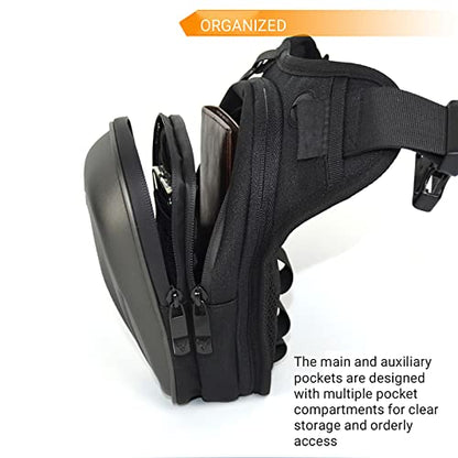 Motorcycle Leg Bag Waterproof Riding Waist Bag Messenger Bag Outdoor Casual Equipment PU+EVA Composite Shell Bag - color: Gray