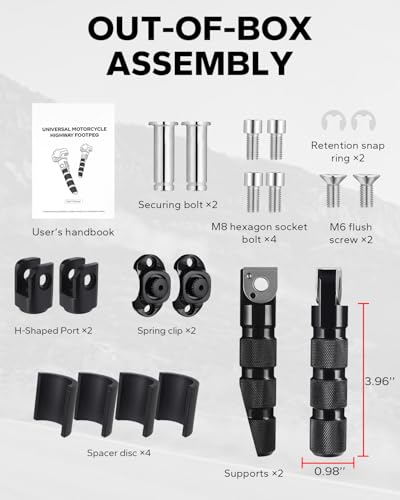 Amazicha Motorcycle Foot Pegs 1"&1.25" Highway Pegs Stainless Steel CNC Aluminum Adjustable Fit for Harley Davidson Street Glide Road King Road Glide Softail Dyna Sportster 1-1/4" Engine Guard, Black - color: Black