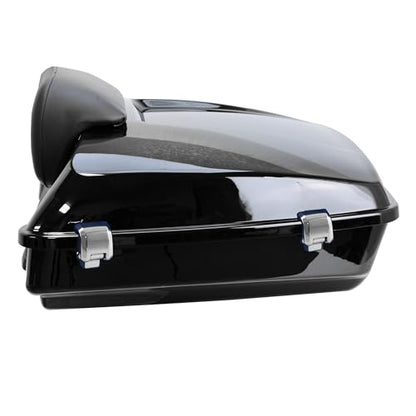 YHMOTO Razor Tour Trunk W/Backrest & Luggage Rack for Harley Touring Road King FLHR Street CVO Electra Glide 2014-2026 (Razor Tour Trunk with Backrest+Chrome Mounting Rack) - color: Chrome