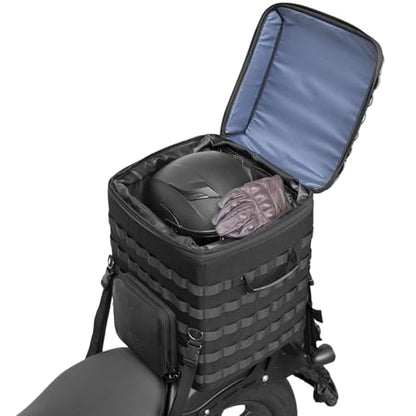 KEMIMOTO Folding Motorcycle Sissy Bar Tail Bag with Quick Access Window Expandable 53-60L Travel Luggage Helmet Bag for Touring Adventure Softail Road King Road Street Glide R 1250 1300 GS Tenere 700