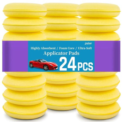 Car Wax Applicator Pad 24 PCS - Foam Applicator Pads 4 Inch Round Polishing Sponge for Tire Shine Waxing Detailing, Ultra Soft High Density Foam Pad for Car Polish, Scratch Repair & Wheel Dressing - size: 10CM-24PCS