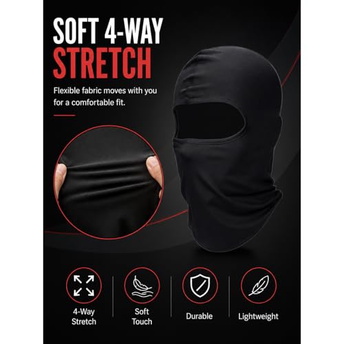 9 Pack Ski Mask for Men Balaclava Full Face Mask Breathable Winter Windproof Hood for Motorcycle Snowboard - color: Black, style: Balaclava