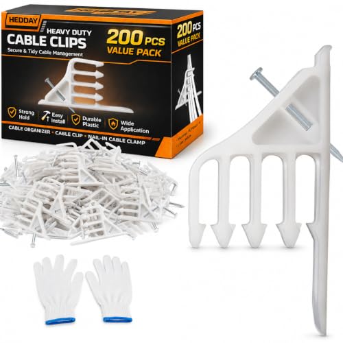 200 Pcs Multi-Cable Staples, Cable Stackers with Steel Nails Compatible with Romex NM Cable Coaxial, CAT5 CAT6 Data Cable, Electrical Wire Clip for Wood Studs In-Wall Wiring and Cable Management White - color: White-Without Locking Clip