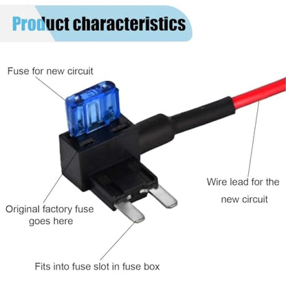 20PCS 12V Car Add-a-Circuit Fuse Tap, ATC ATO APM ATM Fuse Holder Adapter Kit, Standard Mini Micro2 and Low Profile Fuses Tap with Blade Fuses for Cars Trucks Boats (20PCS) - size: 20PCS