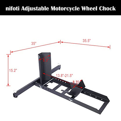 Adjustable Motorcycle Wheel Chock Stand,1800lbs Heavy Duty Wheel Stand,Black Motorbike Front Chock,High-Grade Steel Trailer Stand Motorcycle Trailer for 15"-22" Wheels