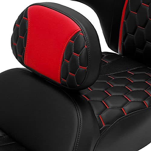 C.C. RIDER Motorcycle Hammock Seat+ Rider Backrest+ King/Chopped Trunk Backrest Pad Fit for Harley 2014-2023 Touring Road King FLHR Street Glide FLHX Road Glide FLTRX Electra Glide FLHT - color: 23# Red (Seat+ 2 Backrests)