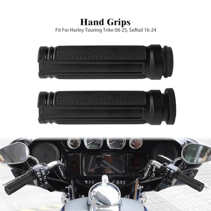 Motorcycle Hand Grips Handlebar Grips Fit for Harley Touring 2008-2025 Trike 2008-2025 Softail 2016-2024, 1 Inch Electronic Throttle Hand Grips - color: All Black