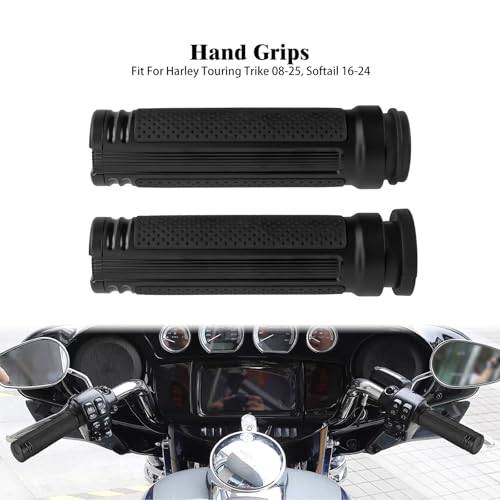 Motorcycle Hand Grips Handlebar Grips Fit for Harley Touring 2008-2025 Trike 2008-2025 Softail 2016-2024, 1 Inch Electronic Throttle Hand Grips - color: All Black