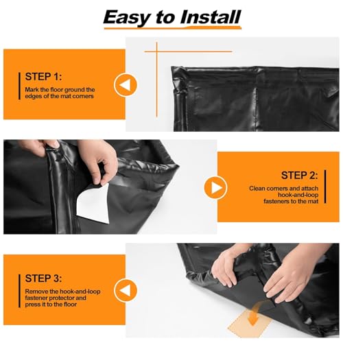 Garage Floor Mat 7'9" x 16' Heavy Duty 1300D PVC Containment Mat with Floor Squeegee, Waterproof Protection from Snow, Rain and Mud for Cars, Black - size: 7'9" x 16'