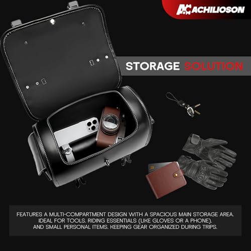 16L Motorcycle Tool Bag with Combination Lock 3D Skull Embossed PU Leather Saddlebag, Universal Waterproof Black Motorcycle Side Bags Storage Pouch for Most Motorcycles - style: Combination Lock Skull Bag