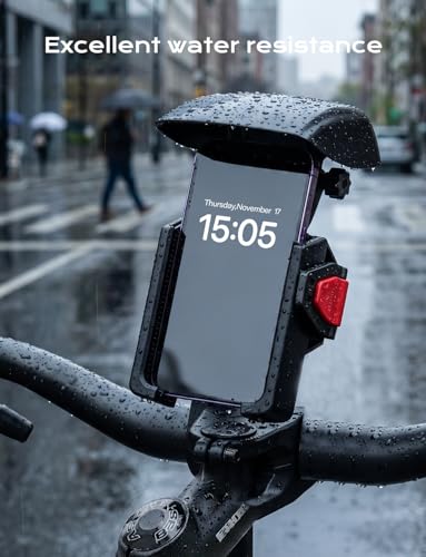 Motorcycle Phone Mount,[1s Auto Lock & Vibration Dampener]Anti-Shake Handlebar Cell Phone Clamp,360° Rotation Bike Phone Holder for iPhone 17 16 Pro Max, Samsung Galaxy S25 Ultra, 4.7-7.2" Smartphones
